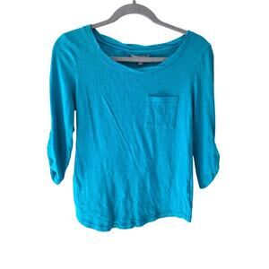 Women's XL Banana Republic Turquoise 3/4 Sleeve Shirt Casual Blue GorpCore Norm